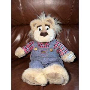 Vintage Bubba Talking Plush in Denim Overalls Pink Checkered Shirt 90s Toy